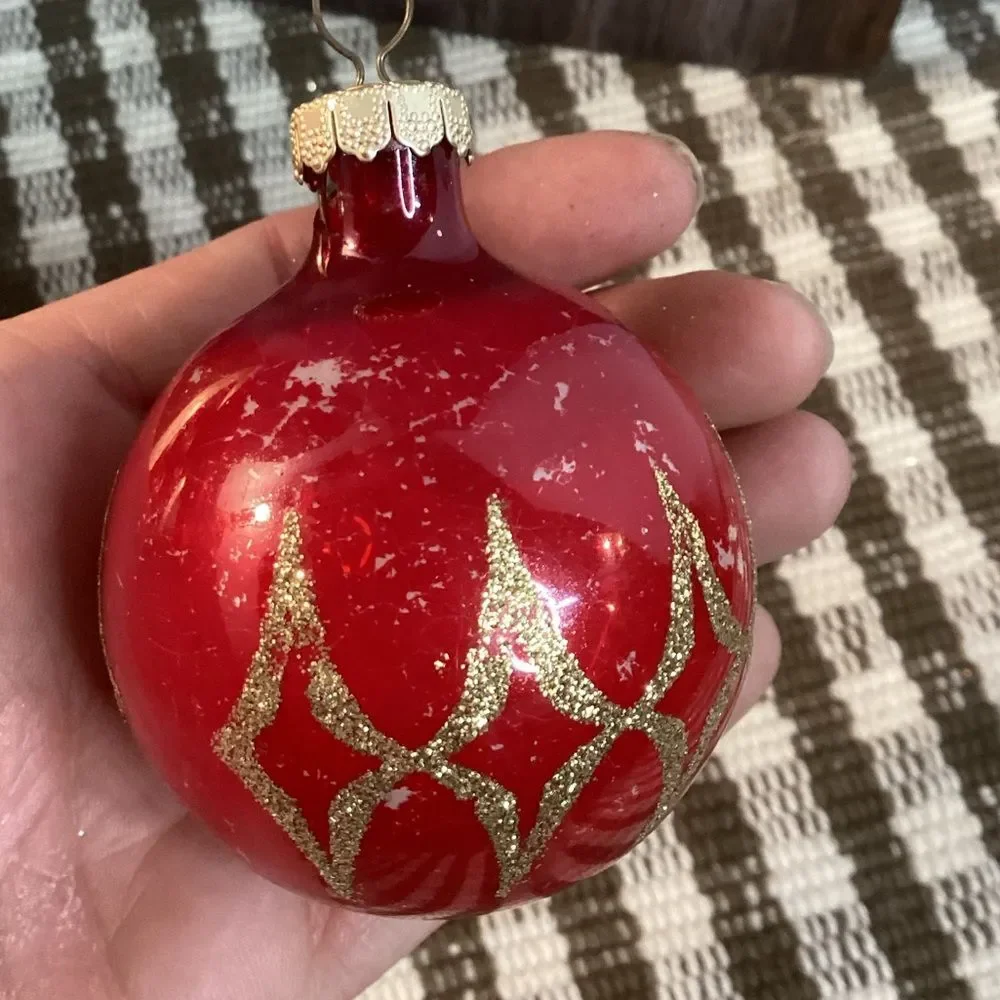 Magic Rauch Festive Red and Gold 11 Vintage Glass Ornaments